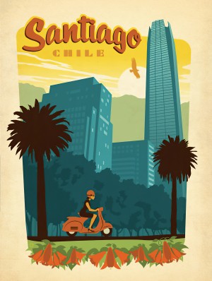 Santiago Chile travel poster